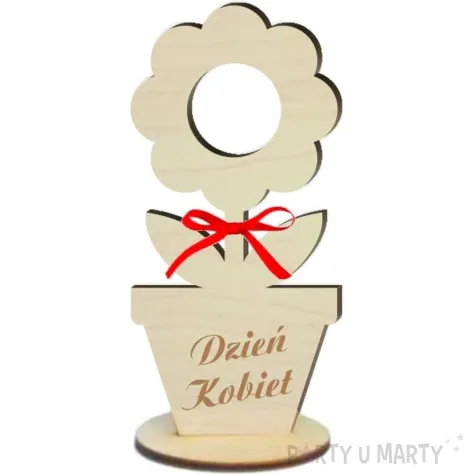 dekoracja drewniana 3d kwiatek na lizak dzien kobiet 14 cm