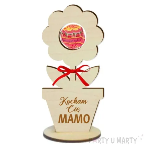 dekoracja drewniana 3d kwiatek na lizak dzien matki kocham cie 14 cm