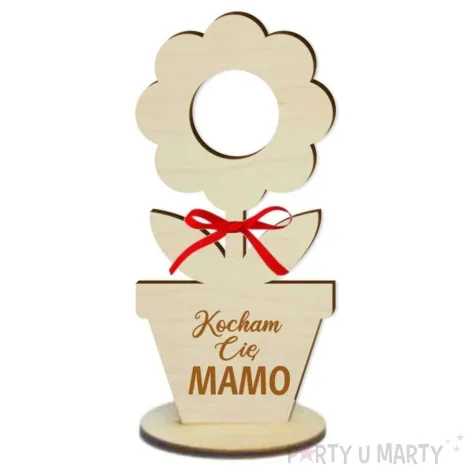 dekoracja drewniana 3d kwiatek na lizak dzien matki kocham cie 14 cm