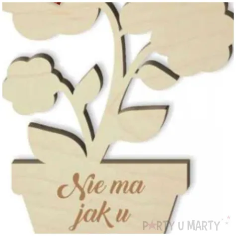dekoracja drewniana 3d kwiatki z serduszkiem na dzien matki holo 14 cm