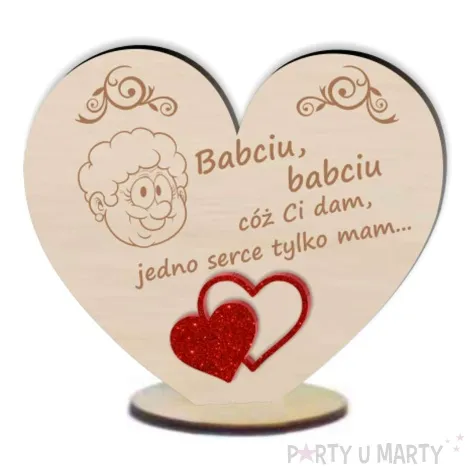 dekoracja drewniana 3d serduszko dla babci 10 cm