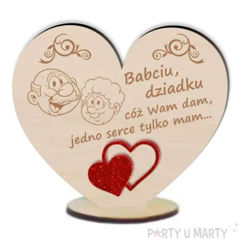 dekoracja drewniana 3d serduszko dla dziadkow 10 cm