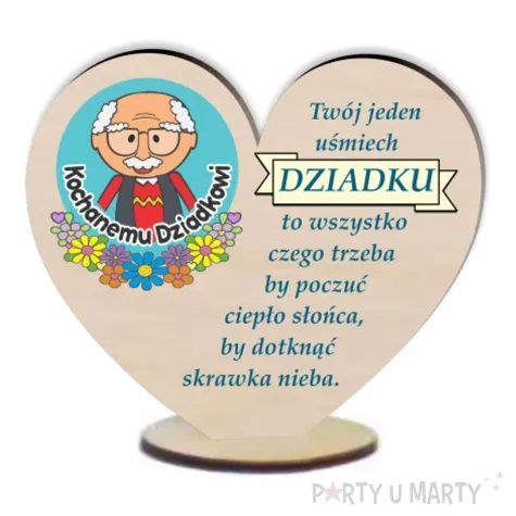 dekoracja drewniana 3d serduszko kochanemu dziadkowi 10 cm