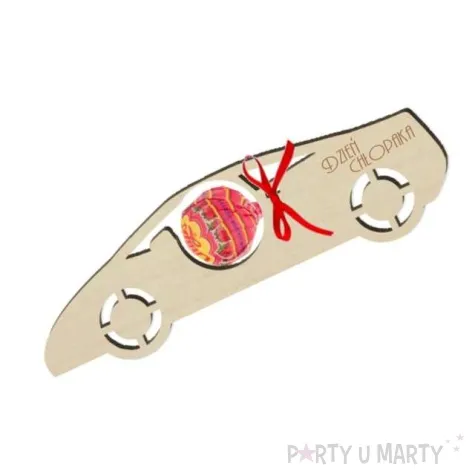 dekoracja drewniana auto na lizak dzien chlopaka 15 cm