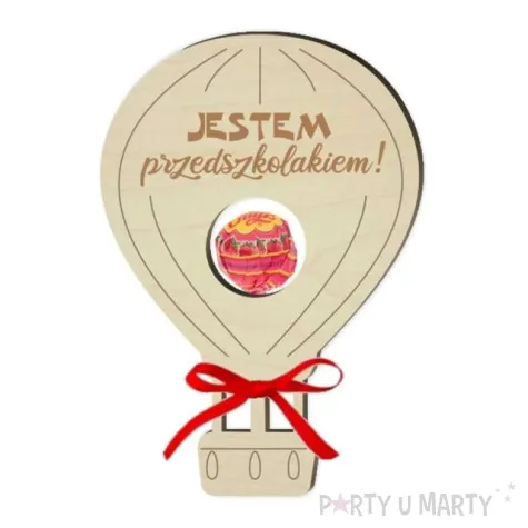 dekoracja drewniana balonik na lizak jestem przedszkolakiem 15 cm