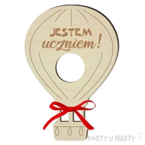 dekoracja drewniana balonik na lizak jestem uczniem 15 cm