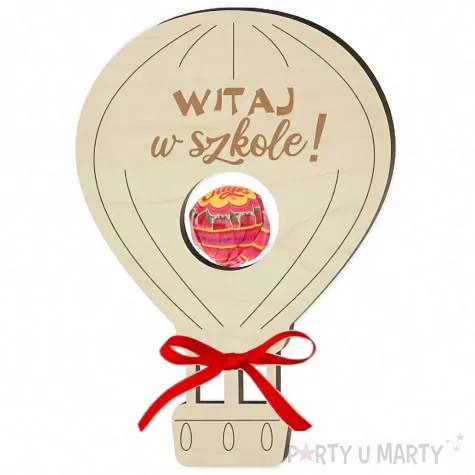 dekoracja drewniana balonik na lizak witaj w szkole 15 cm