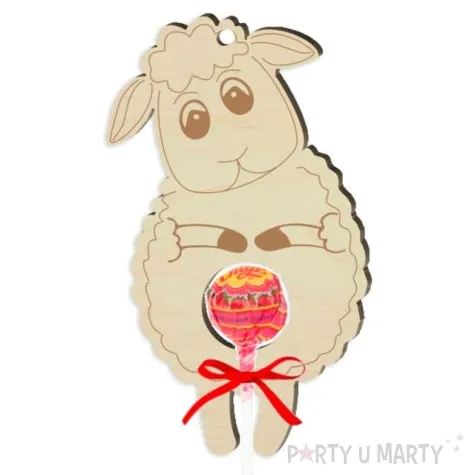 dekoracja drewniana baranek na lizak wielkanoc 14 cm