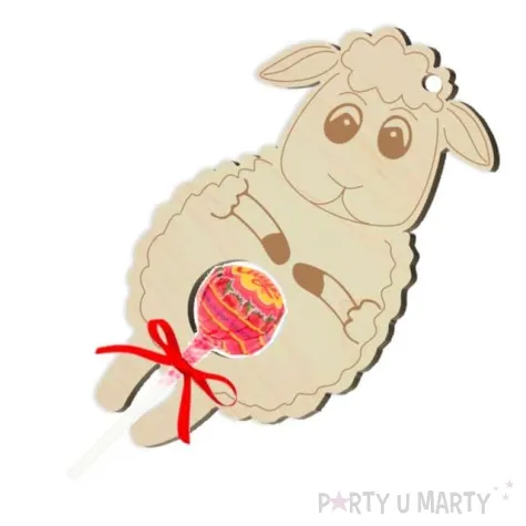 dekoracja drewniana baranek na lizak wielkanoc 14 cm
