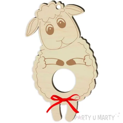 dekoracja drewniana baranek na lizak wielkanoc 14 cm
