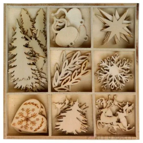 dekoracja drewniana boze narodzenie zimowe szalenstwo titanum 40 szt