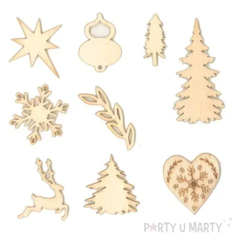 dekoracja drewniana boze narodzenie zimowe szalenstwo titanum 40 szt