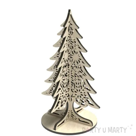 dekoracja drewniana choinka azurowa l 20 cm