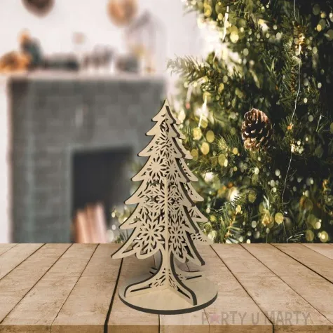 dekoracja drewniana choinka azurowa l 20 cm