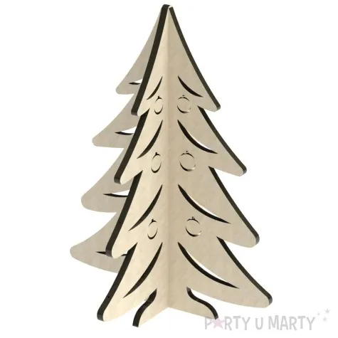 dekoracja drewniana choinka z bombkami 14 cm