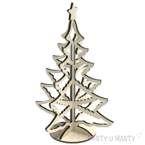 dekoracja drewniana choinka z lancuchem l 21 cm