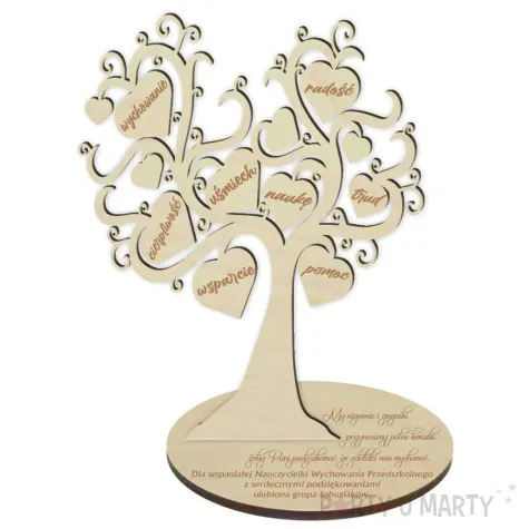 dekoracja drewniana drzewko podziekowania dla przedszkolanki od lobuziakow 20 x 25 cm
