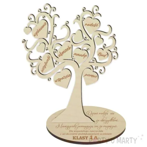 dekoracja drewniana drzewko podziekowania dla wspanialego nauczyciela 20x25 cm