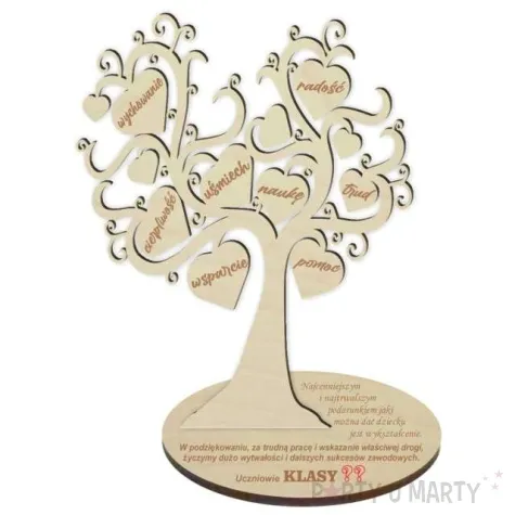 dekoracja drewniana drzewko podziekowania na dzien edukacji 20x25 cm