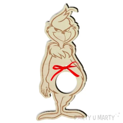 dekoracja drewniana grinch na lizak 16 cm