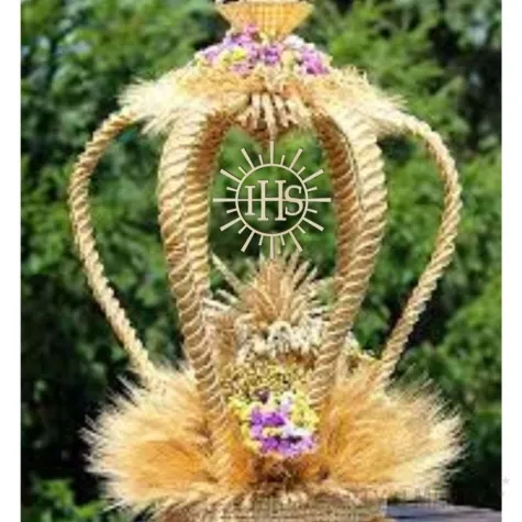 dekoracja drewniana ihs na wieniec dozynkowy bez nozki 23x23 cm