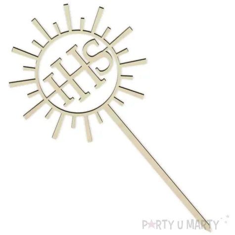 dekoracja drewniana ihs na wieniec dozynkowy z nozka 23x46 cm