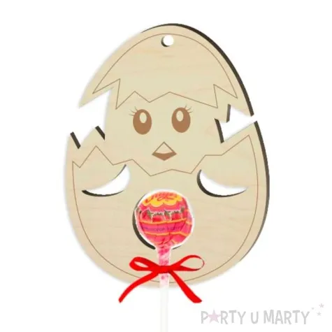 dekoracja drewniana jajko na lizak wielkanoc 14 cm