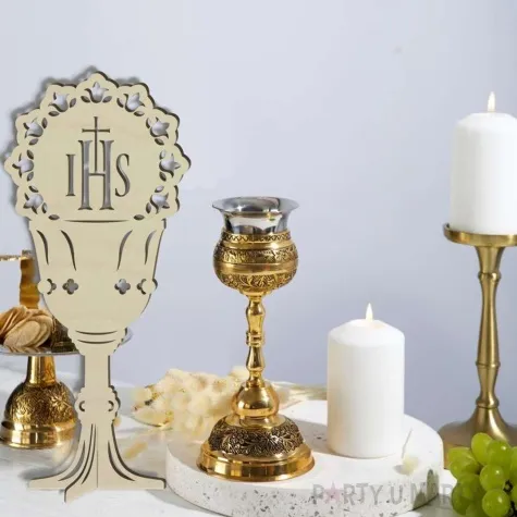 dekoracja drewniana kielich hostia ihs 18x38 cm