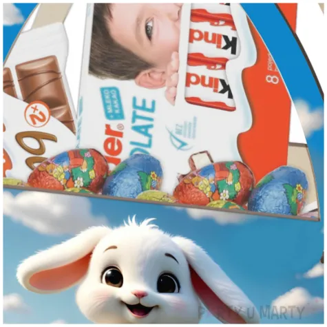 dekoracja drewniana koszyk wielkanocny bialy krolik i pisanki 20 cm