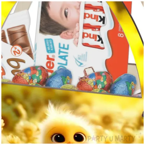 dekoracja drewniana koszyk wielkanocny pisklak 20 cm