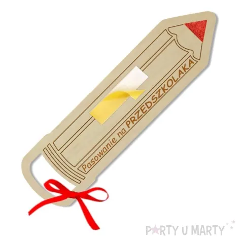 dekoracja drewniana kredka merci pasowanie na przedszkolaka 15 cm
