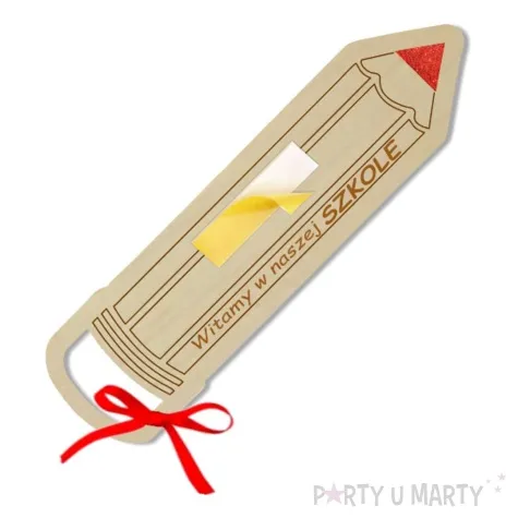 dekoracja drewniana kredka merci witamy w naszej szkole 15 cm
