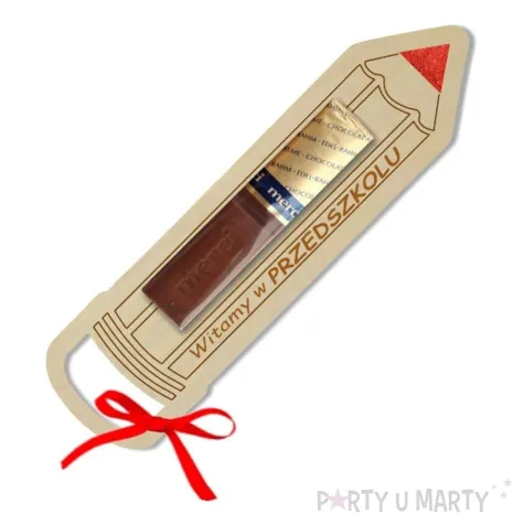 dekoracja drewniana kredka merci witamy w przedszkolu 15 cm