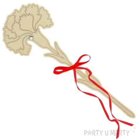 dekoracja drewniana kultowy gozdzik z wstazeczka 8x24 cm