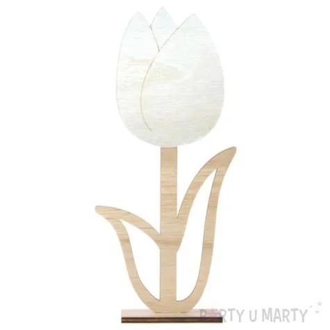dekoracja drewniana kwiat tulipan pelny arpex 22 cm