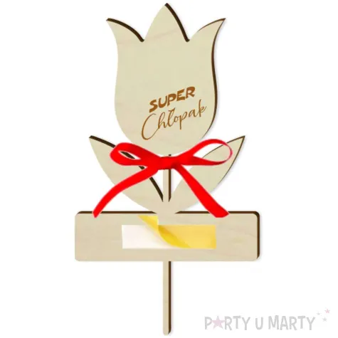 dekoracja drewniana kwiatek merci dzien chlopaka super chlopak 8x14 cm