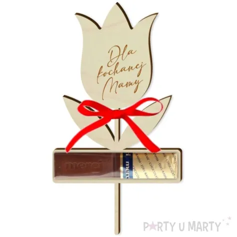 dekoracja drewniana kwiatek merci dzien matki dla mamy 8x14 cm