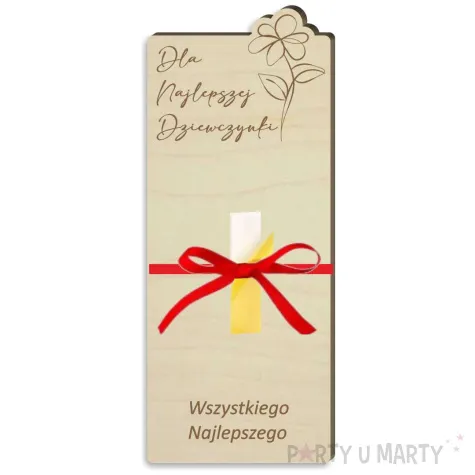 dekoracja drewniana merci dla najlepszej dziewczynki 15x6 cm