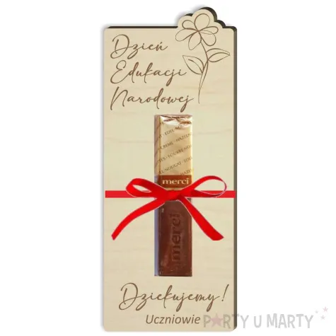dekoracja drewniana merci dzie edukacji narodowej 15x6 cm