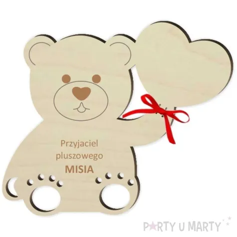 dekoracja drewniana mis na lizak przyjaciel pluszowego misia 15 5 cm