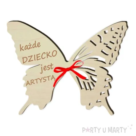 dekoracja drewniana motylek na lizak dziecko artysta 14 cm