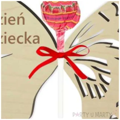 dekoracja drewniana motylek na lizak dzien dziecka 14 cm