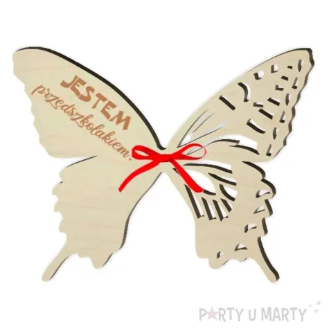 dekoracja drewniana motylek na lizak jestem przedszkolakiem 14 cm