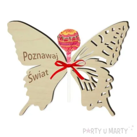 dekoracja drewniana motylek na lizak poznawaj swiat 14 cm