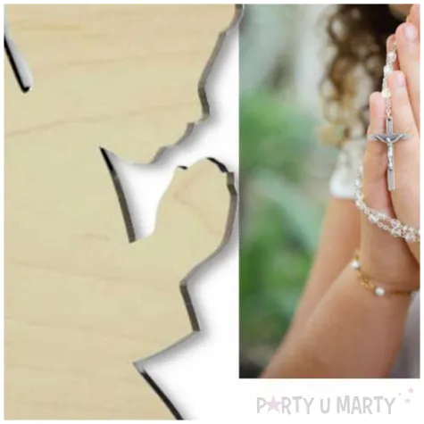 dekoracja drewniana podziekowania aniolek kleczacy 10 cm