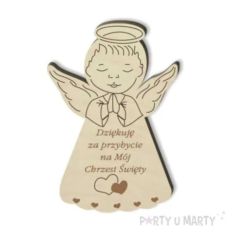 dekoracja drewniana podziekowania chrzest sw aniolek ch 10 cm