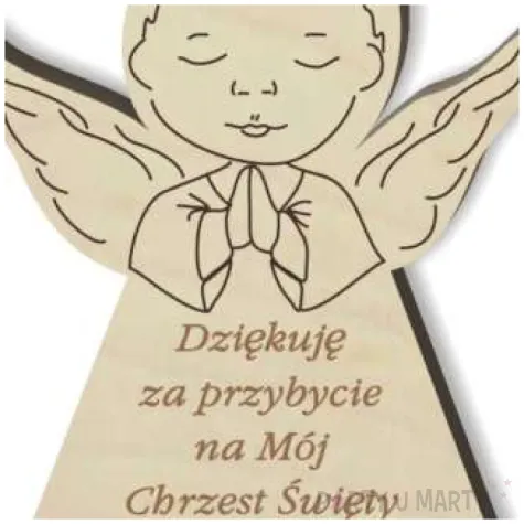 dekoracja drewniana podziekowania chrzest sw aniolek ch 10 cm