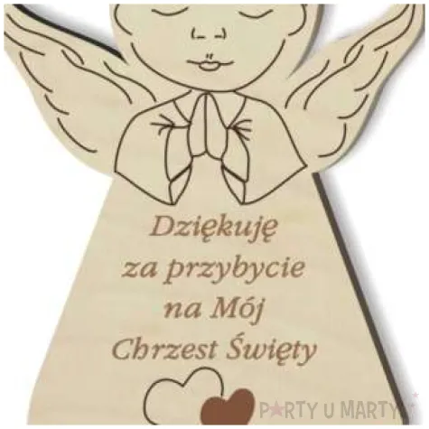 dekoracja drewniana podziekowania chrzest sw aniolek ch 10 cm