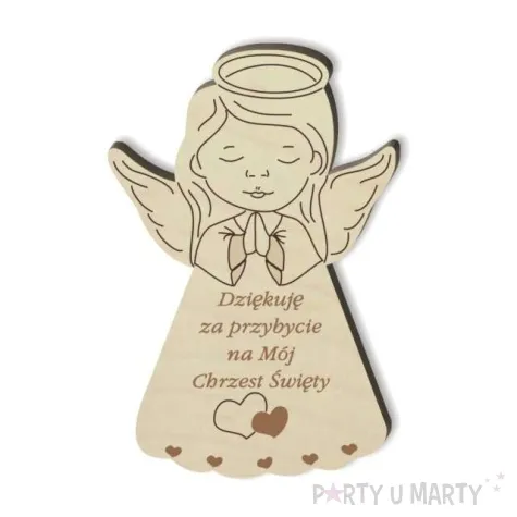 dekoracja drewniana podziekowania chrzest sw aniolek dz 10 cm