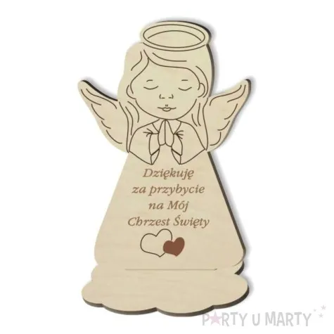 dekoracja drewniana podziekowania chrzest sw aniolek dz 10 cm